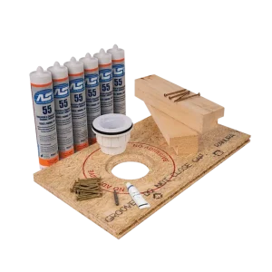 KurbX Wood Substrate Package for Curbless or Curbed Installs with NO Plumbing Access Underneath | 2″ PVC Drain Waste ...