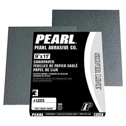 Pearl Abrasive 9″ x 11″ 800 Grit Waterproof Sandpaper – 50 Pack