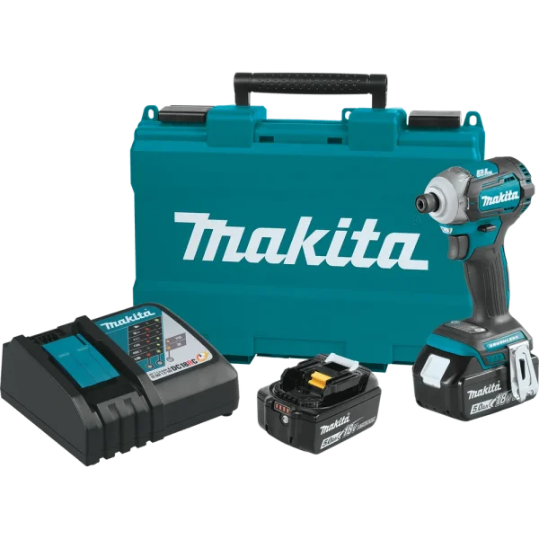 Makita 18V LXT Lithium Ion Brushless Cordless Quick Shifta Mode, 4 Speed Impact Driver Kit (5.0Ah)