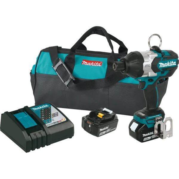 Makita 18V LXT Lithium Ion Brushless Cordless High Torque 7/16 in. Hex Impact Wrench Kit (5.0Ah)