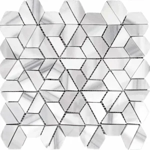 Interceramic Marmara Vein Cut Marble 2″ x 2″ Split Hexagon Polished Mosaic