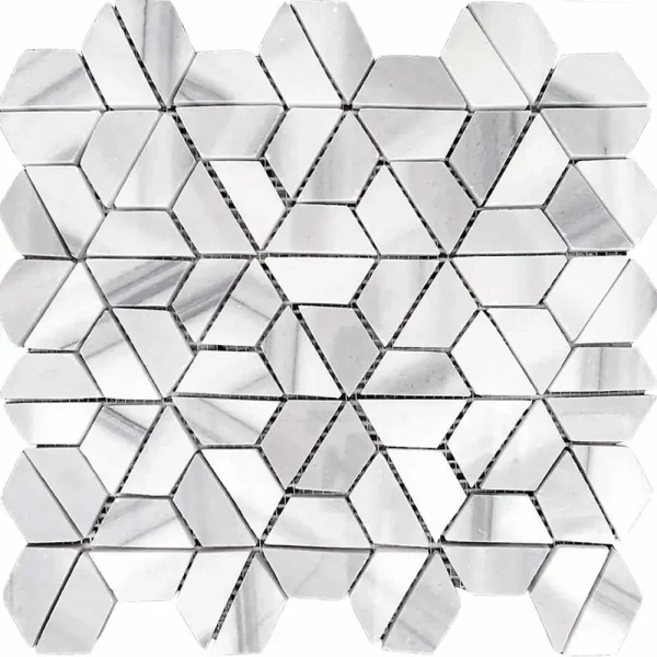 Interceramic Marmara Vein Cut Marble 2″ x 2″ Split Hexagon Polished Mosaic