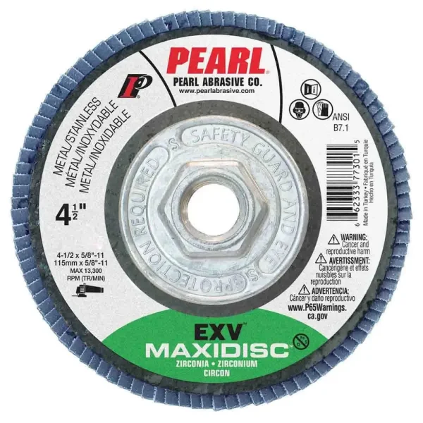 Pearl EXV Zirconia Maxidisc Flap Disc 4-1/2″ x 5/8″-11 Z80 T27
