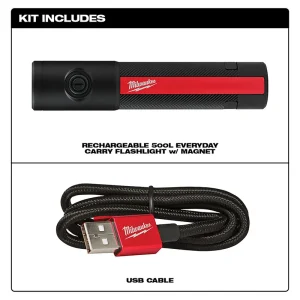 Rechargeable 500L Everyday Carry Flashlight w/ Magnet - view 2