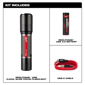 REDLITHIUM USB 2,000L Slide Focus Flashlight - view 2