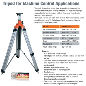 NEDO 210530-185 Extra Heavy-Duty Aluminum JUMBO 10-foot Elevating Tripod (47 to 122-inch) - view 3