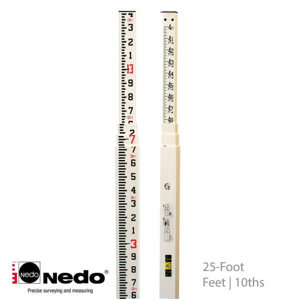 NEDO 347885 Measuring Rod 25-foot Fiberglass TENTHS
