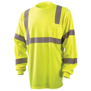 OccuNomix ANSI Class 3 High Visibility Long Sleeve Birdseye Moisture Wicking T-Shirt, Yellow