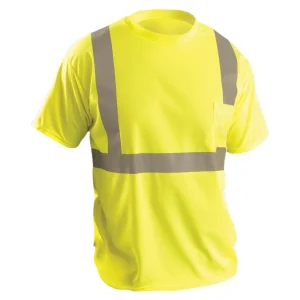 OccuNomix ANSI Class 2 High Visibility Birdseye Wicking T-Shirt with Pocket, Yellow