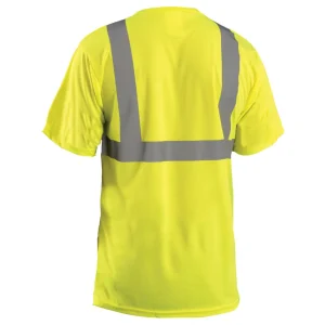 OccuNomix ANSI Class 2 High Visibility Birdseye Wicking T-Shirt with Pocket, Yellow - view 2