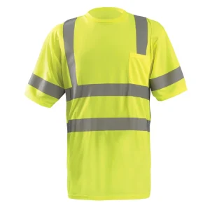 OccuNomix ANSI Class 3 High Visibility Birdseye Moisture Wicking T-Shirt with Pocket, Yellow