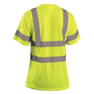 OccuNomix ANSI Class 3 High Visibility Birdseye Moisture Wicking T-Shirt with Pocket, Yellow - view 2