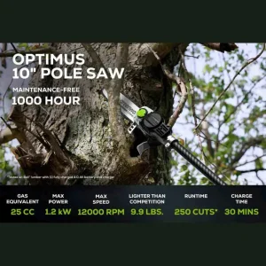 Optimus 82V 10″ Polesaw with Carbon Fiber Shaft Kit | CORE300 Battery & Charger - view 3