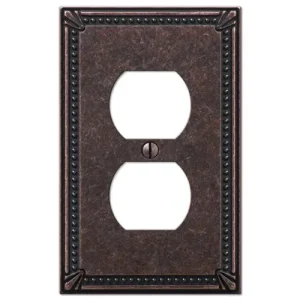 Amerelle 1 Duplex Imperial Bead Tumbled Antique Bronze Wall Plate