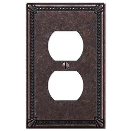Amerelle 1 Duplex Imperial Bead Tumbled Antique Bronze Wall Plate