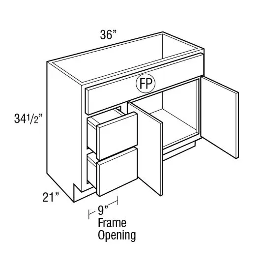 KEMPER VSD363421FPDR LORETTO MAPLE/RIVERWOOD FINISH 36X34X21 VANITY DRAWER R