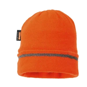Portwest Reflective Trim Knit Beanie Hat Insulatex Lined, Orange