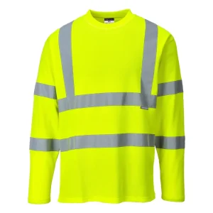 Portwest Cotton Comfort Long Sleeve T-Shirt, Yellow