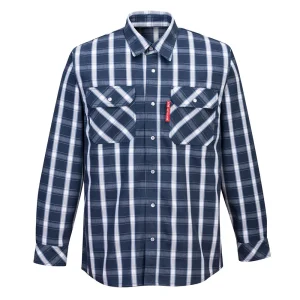 Portwest Bizflame 88/12 Fire Resistant Plaid Shirt, Navy