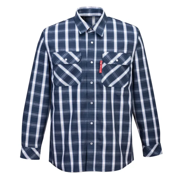 Portwest Bizflame 88/12 Fire Resistant Plaid Shirt, Navy