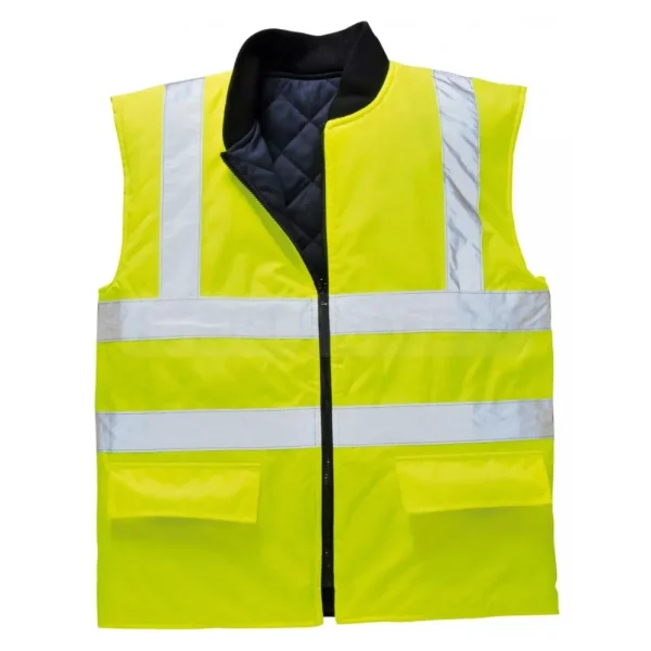Portwest High Visibility Reversible Bodywarmer Vest, Yellow