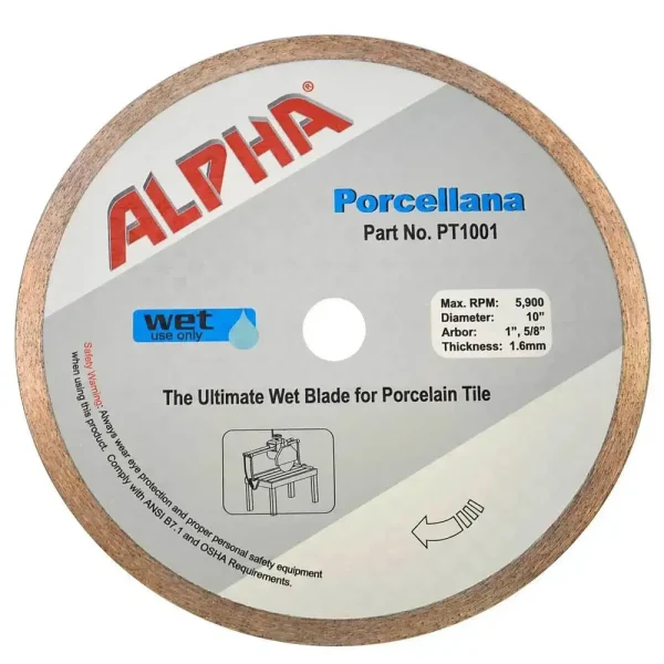 Alpha 10″ Porcellana Diamond Blade for Portable Rail Saw