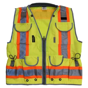 Radians ANSI Type R Class 2 Heavy Duty Woven Engineer Two-Tone Vest, Yellow/Lime