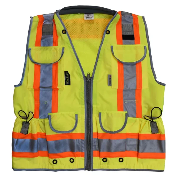 Radians ANSI Type R Class 2 Heavy Duty Woven Engineer Two-Tone Vest, Yellow/Lime