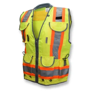 Radians ANSI Type R Class 2 Heavy Duty Woven Engineer Two-Tone Vest, Yellow/Lime - view 3