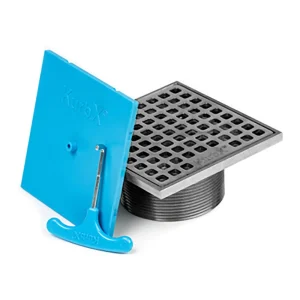 KurbX 4″ Grid Pattern Drain | Brushed Stainless