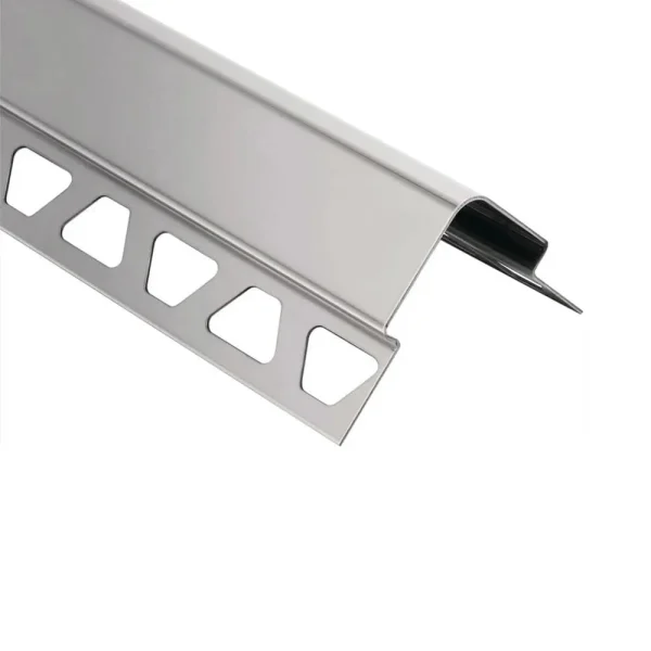 Schluter-ECK-E Edge Trim | Brushed Stainless Steel / 8′ 2-1/2″ / 1/4″