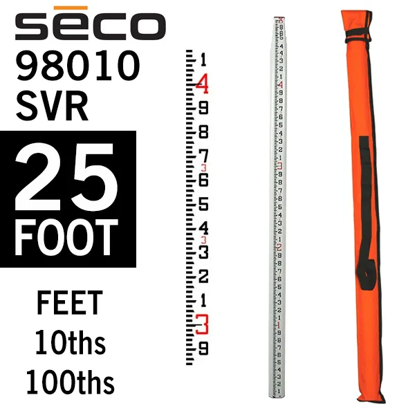 Seco 98010 Grade Rod SRV FiberGlass 25 foot – Measurements in 10ths
