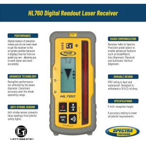 Spectra Precision HL760 Laser Receiver (Radio) with Rod Bracket - view 3