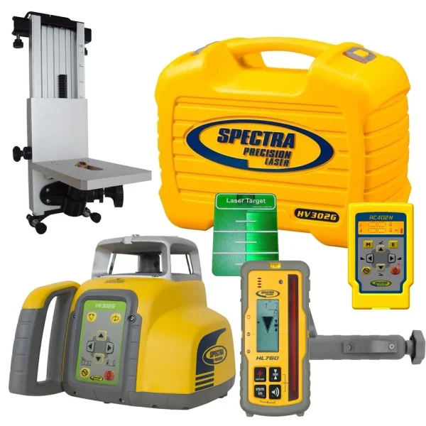 Spectra Precision HV302G-7 Green Beam Laser Interior / Exterior Package with Deluxe HL760U Receiver