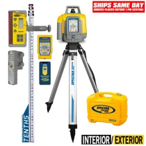 Spectra Precision HV1305C-18S Horiz/Vert – Interior/Exterior RED Beam Laser Package with CR700 Multi-Use Receiver, Re...