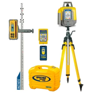 Spectra Precision HV1305C-19E Horiz/Vert – Interior/Exterior RED Beam Laser Package with HL760 Receiver, Remote, TENT...