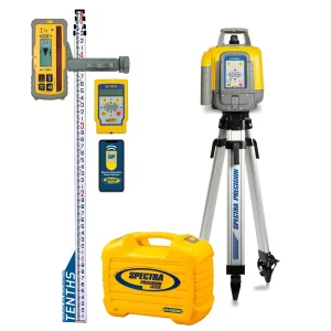 Spectra Precision HV1305C-19S Horiz/Vert – Interior/Exterior RED Beam Laser Package with HL760 Receiver, Remote, TENT...