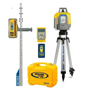 Spectra Precision HV1305C-29SA Horiz/Vert – Interior/Exterior RED Beam Laser Package with HL760 Receiver, Remote, INC...