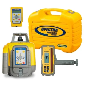 Spectra Precision HV1305C-4 Horiz/Vert – Interior/Exterior RED Beam Laser Package with HL760 Receiver, Remote, Small ...