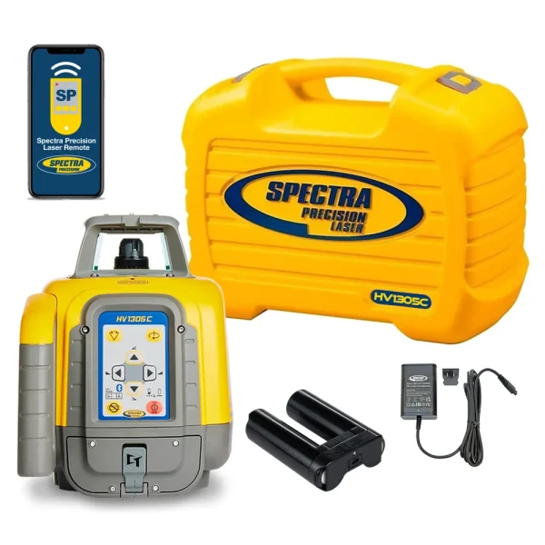 Spectra Precision HV1305C-BCC Horiz/Vert – Interior/Exterior RED Beam Laser Package with NO Receiver, Small Case and ...