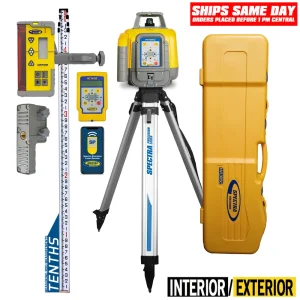 Spectra Precision HV1305C-SC-16 Horiz/Vert – Interior/Exterior RED Beam Laser Package with CR700 Multi-Use Receiver, ...