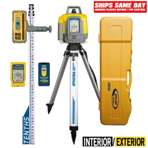 Spectra Precision HV1305C-SC-1 Horiz/Vert – Interior/Exterior RED Beam Laser Package with HL760 Receiver, Remote, TEN...