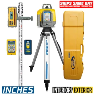 Spectra Precision HV1305C-SC-2A Horiz/Vert – Interior/Exterior RED Beam Laser Package with HL760 Receiver, Remote, IN...