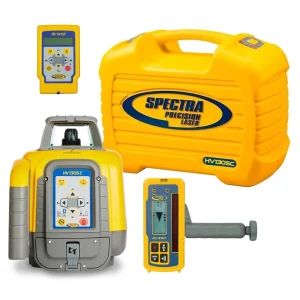 Spectra Precision HV1305C Horiz/Vert – Interior/Exterior RED Beam Laser Package with HL450 Receiver, Remote, Small Ca...