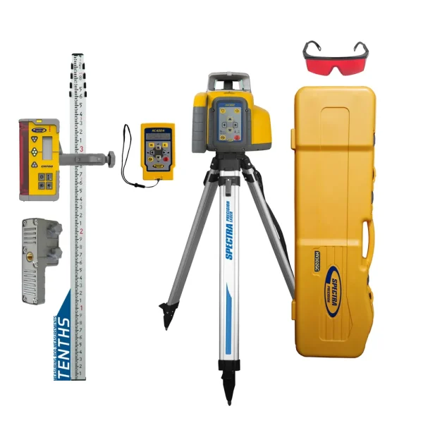 Spectra Precision HV302GC-16 Horiz/Vert – Interior/Exterior RED Beam Laser GC Package with Remote Control, CR700 Rece...