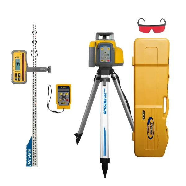 Spectra Precision HV302GC-2 Horiz/Vert – Interior/Exterior RED Beam Laser GC Package with Remote, HL760 Receiver, Rod...