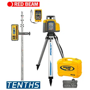 Spectra Precision HV302GC-X21 Horiz/Vert – Interior/Exterior RED Beam Laser GC Package w/ Remote, HL760 Receiver, Rod...