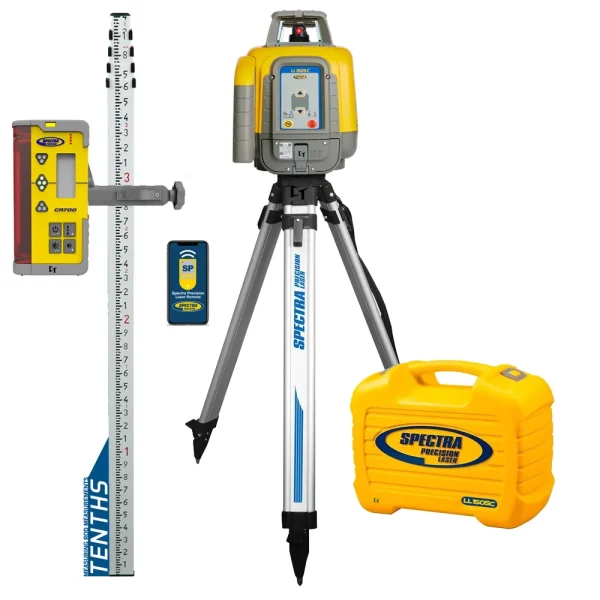 Spectra Precision LL1505C-18S Laser level Package with CR700 Multi-Use Receiver, Rod TENTHS, Tripod and Small Case