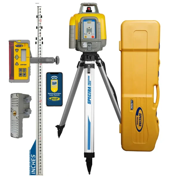 Spectra Precision LL1505C-26 Laser level Package with CR700 Multi-Use Receiver, Rod INCHES, Tripod and Large SYSTEM Case