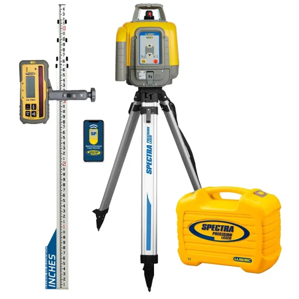 Spectra Precision LL1505C-29S Laser level Package with HL760 Receiver, Rod INCHES, Tripod and Small Case